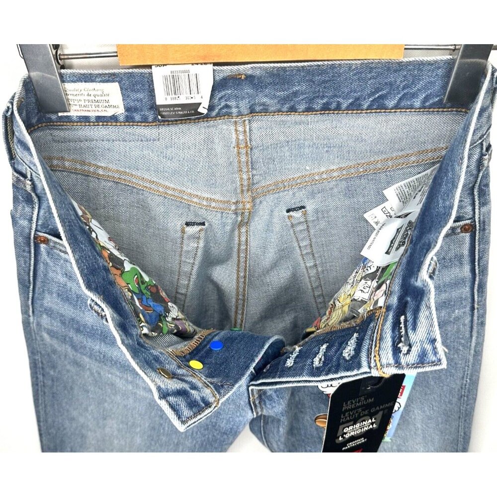 Levi's Super Mario Womens Jeans 501 Original Cropped Light Wash Blue W 26 x L 30 - Picture 9 of 16